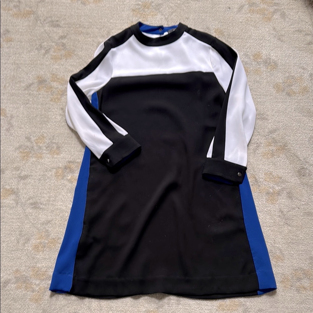 BCBG MAXAZRIA Colorblock Black and Blue Dress